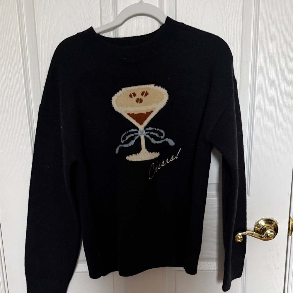 English Factory Black Sweater with Martini Design